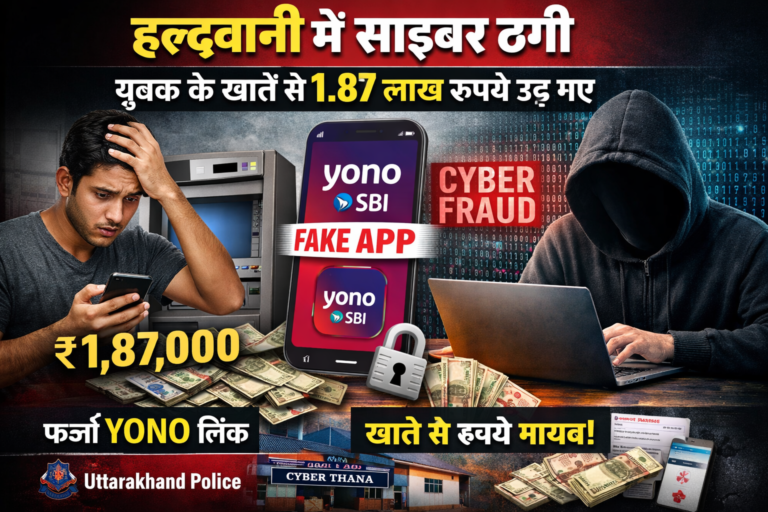 हल्द्वानी के युवक के खाते से 1.87 लाख रुपये उड़े, फर्जी YONO लिंक से साइबर ठगी…