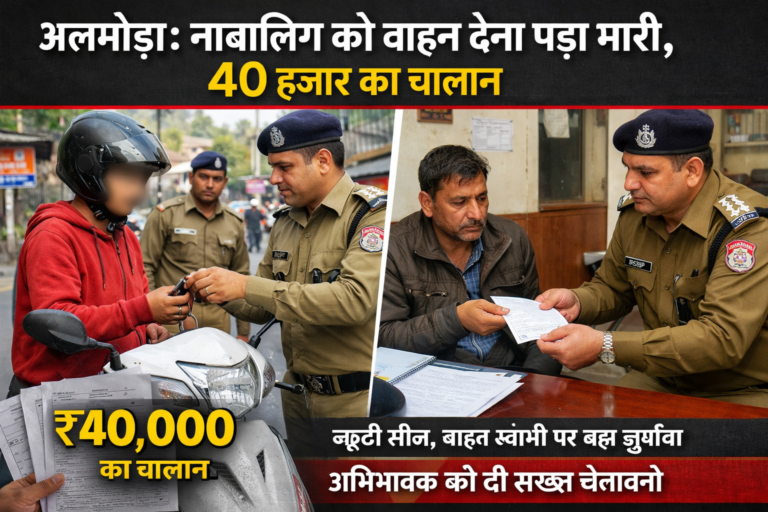 अल्मोड़ा में नाबालिग को वाहन देना पड़ा भारी, वाहन स्वामी पर 40 हजार का चालान…