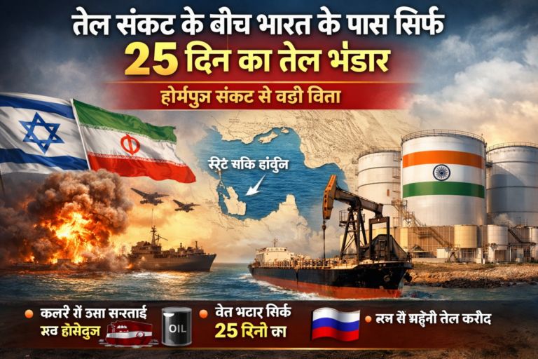इजराइल–ईरान तनाव का असर: भारत के पास सिर्फ 25 दिन का तेल भंडार, होर्मुज संकट से बढ़ी चिंता…