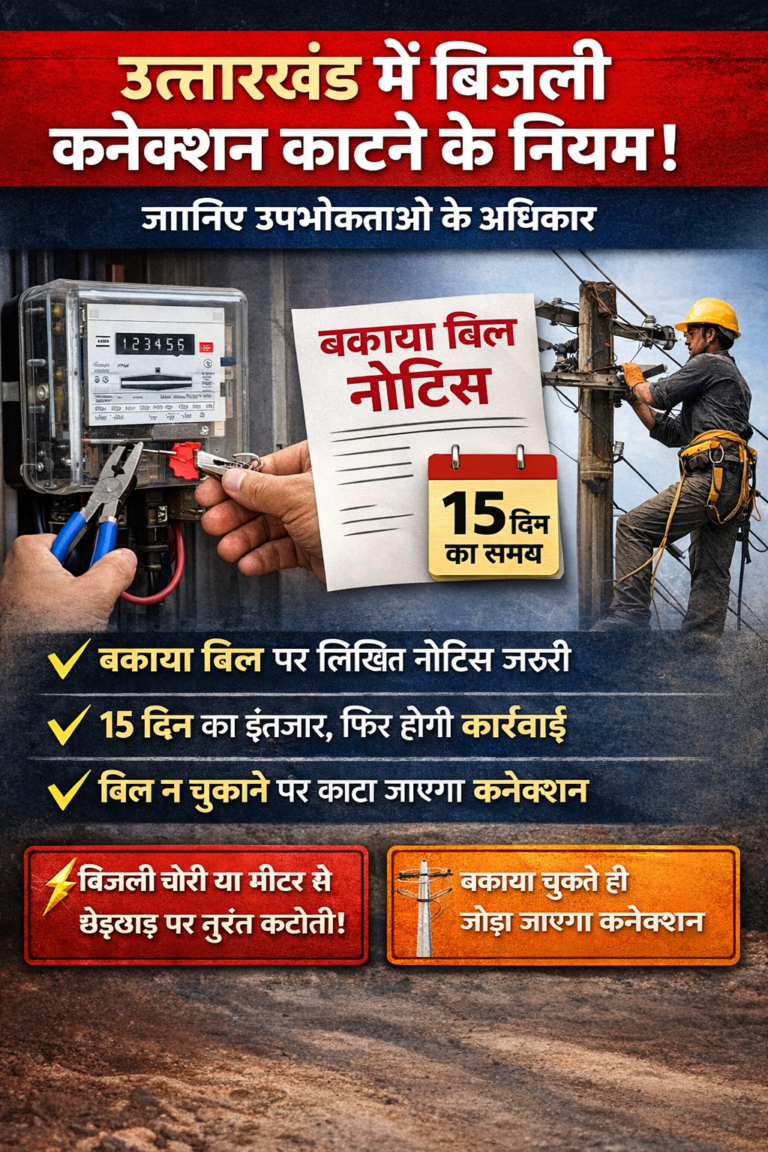 उत्तराखंड में बिजली कनेक्शन काटने से पहले क्या हैं नियम? जानिए उपभोक्ताओं के अधिकार…